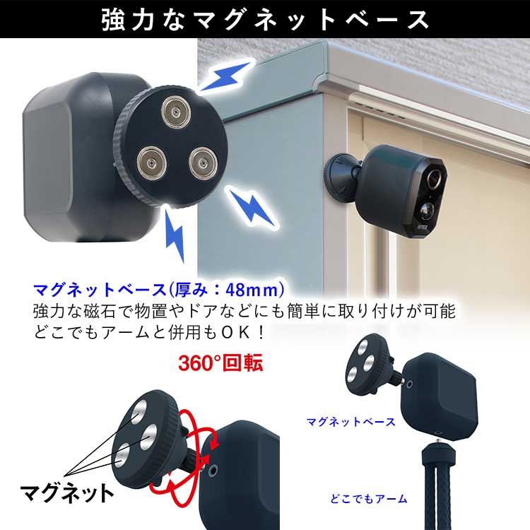 防犯カメラ 屋外 家庭用 小型 充電式 工事不要 電源不要 コードレス 人感センサー 監視カメラ 防犯グッズ セキュリティ Wifi スマホ連動｜ngh｜08