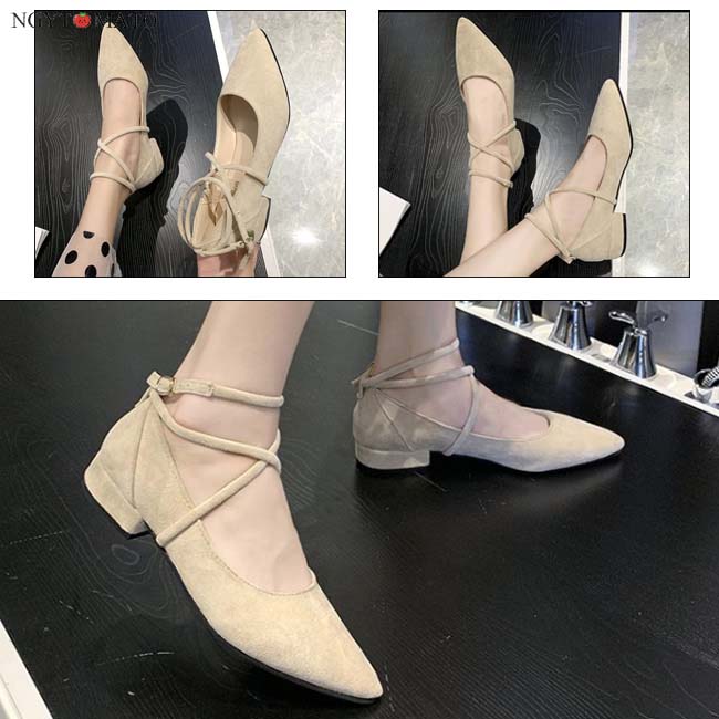 メリージェーン パンプス コーンヒール バレエシューズ ポインテッド