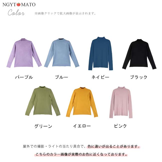 第2点500円 ブラウス レディース レースインナー トップス モックネック ストレッチ 長袖 カットソー 無地 土台服 重ね着風 パープル ブラック｜ngytomato｜03