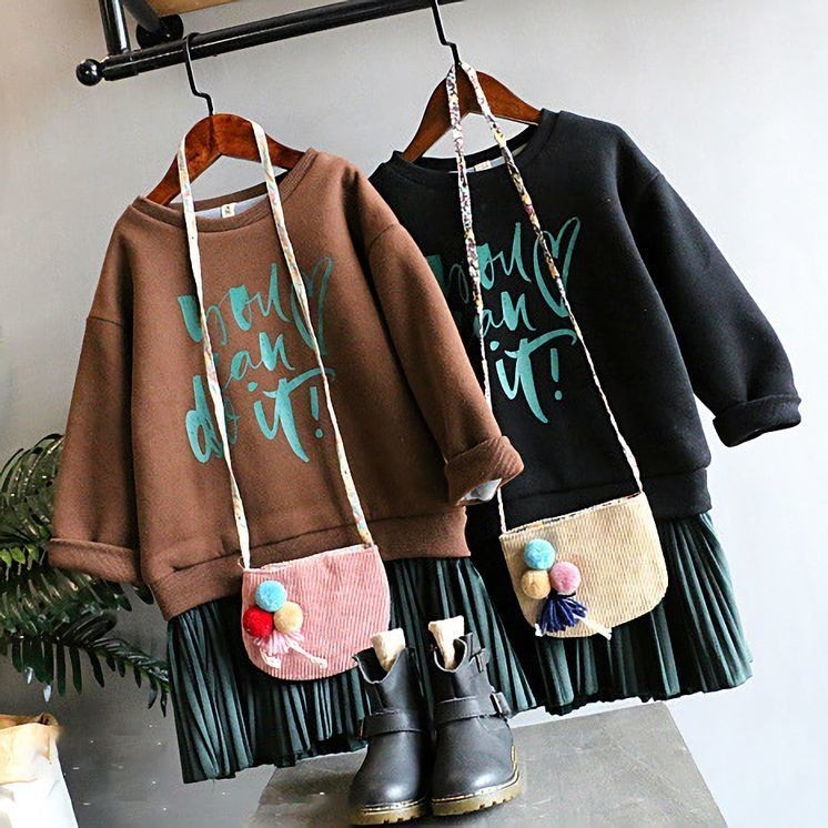 送料無料 ドッキングワンピース 重ね着風ワンピース 長袖 プリーツスカート 激安通販ショッピング スウェット スエット リブ仕 子供用 丸首 ラウンドネック キッズ 丸襟