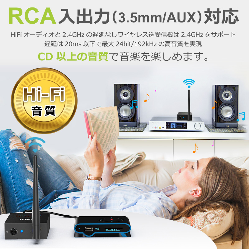RT5066 1Mii トランスミッター レシーバー オーディオ ワイヤレス RCA