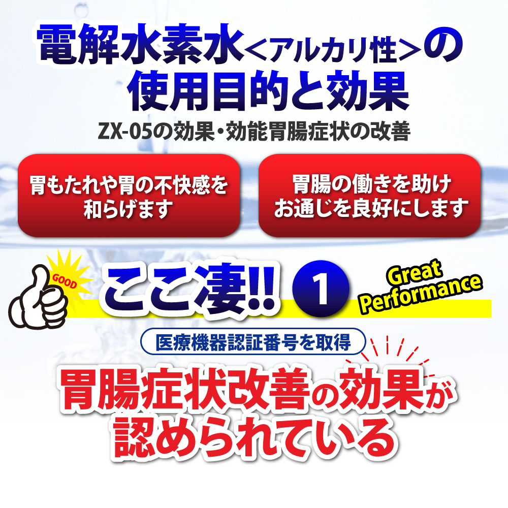日本製＞ 還元水と次亜塩素酸水生成器（強酸性水タイプ）水素水生成器