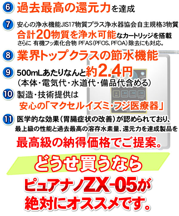 日本製＞ 還元水と次亜塩素酸水生成器（強酸性水タイプ）水素水生成器