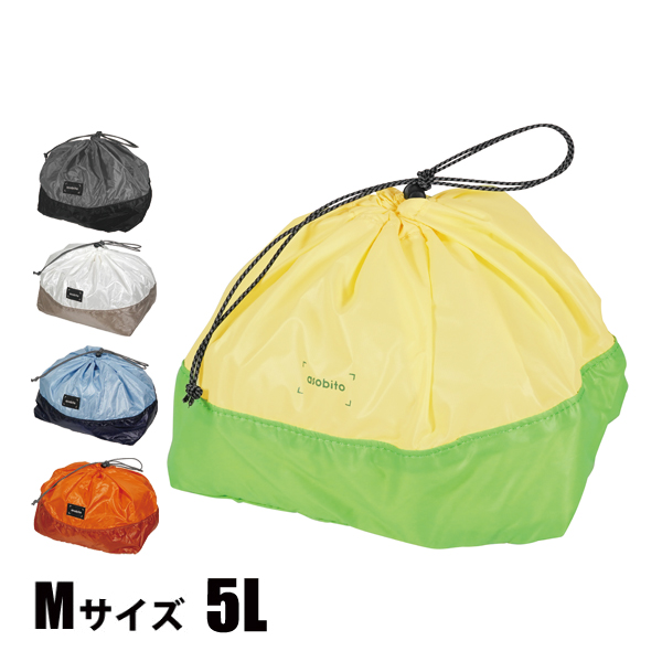 アソビト  スタッフサック M 5L ABA-003 アウトドア コンパクト 携帯 収納袋 スタッフバッグ 巾着 軽量｜ニッチ・エクスプレス