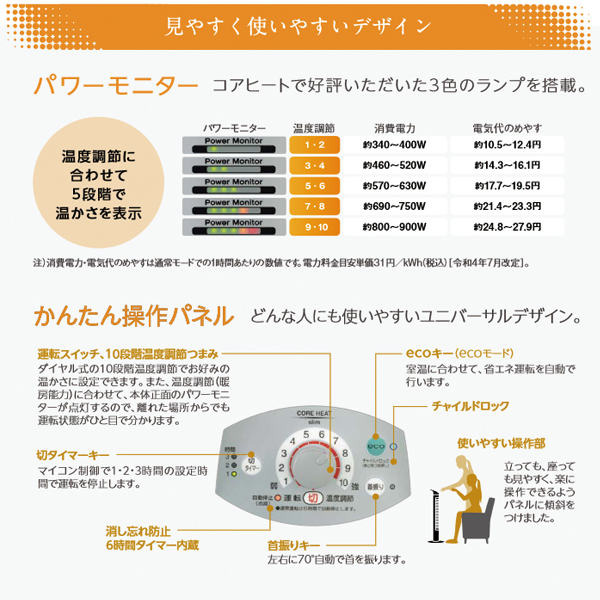 CORONA（コロナ） 遠赤外線暖房機 コアヒートスリム 900W CH-90RB 暖房
