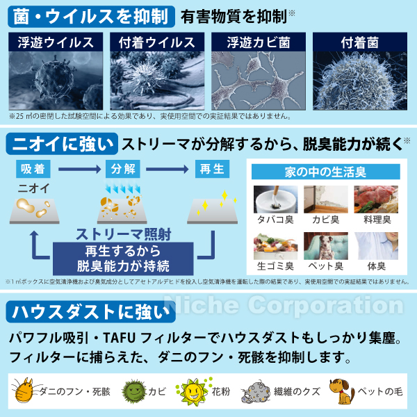 ダイキン 空気清浄機 加湿器 花粉対策 MCK556A-T ブラウン ストリーマ ウイルス 菌 PM2.5 ペット リモコン付 2026年モデルの画像