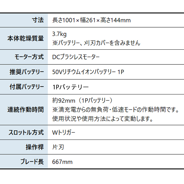 エコー 50V バッテリーヘッジトリマー 1P...の詳細画像1