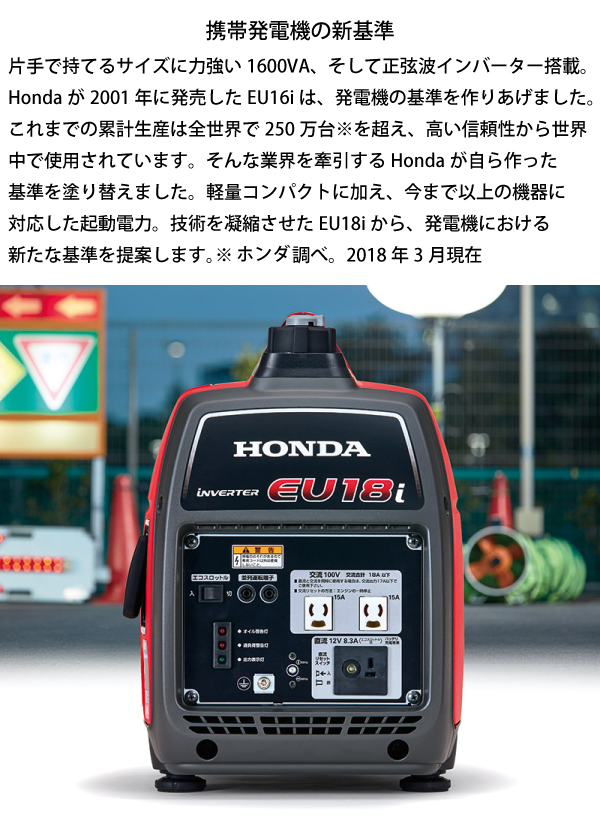 ホンダ 発電機 EU18i 正弦波インバーター搭載 EU18IT JN 新品・オイル充填試運転済 始動稼働確認済 始動稼働確認済 エンジン | ホンダ | 03
