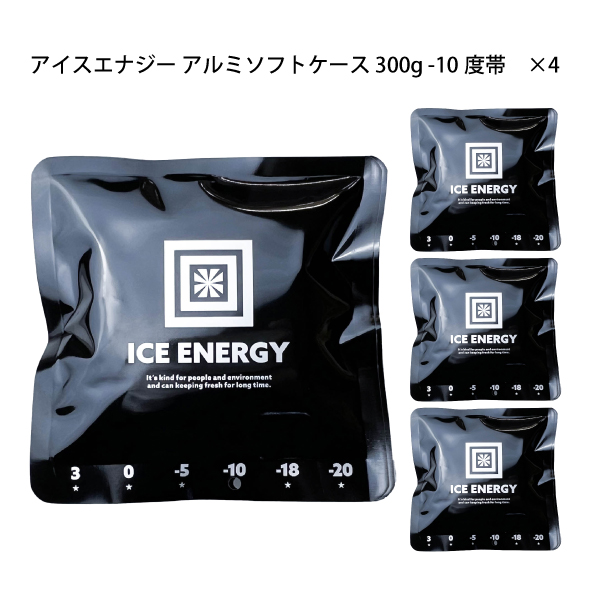アイスエナジー 保冷剤 アルミソフトケース 300g -10℃ 4パックセット 