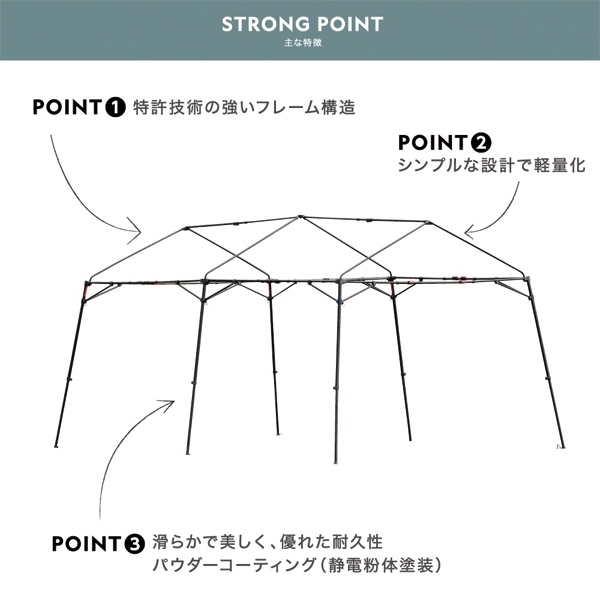 WILDTHINGS  ベースキャンプ T-2 キャビンテント仕様フレームセット アウトドア キャンプ 日よけ_10