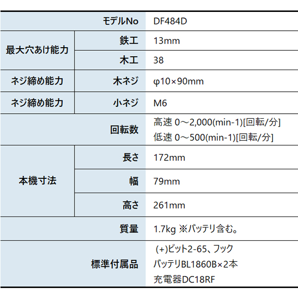 マキタ（makita）  18V 充電式ドライバドリル バッテリー ・充電器付き DF484DRGXB 工具 | マキタ | 01