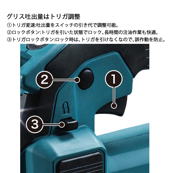 マキタ（makita） 18V 充電式グリスガン バッテリー ・充電器付き GP180DRG 工具 電動 グリス ガン グリスアップの画像