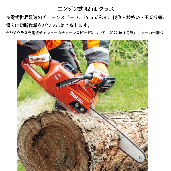 マキタ（makita） 40Vmax 充電式チェンソー 赤 AP25 30cmバー付き 本体