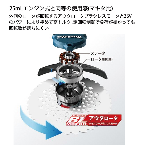 マキタ（makita） makita 36V 充電式草刈機 Uハンドル 左右非対称 本体