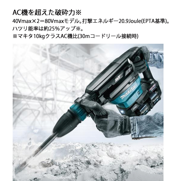 マキタ（makita） 80Vmax 充電式ハンマ &パワーソースキットXGT8 セット HM002GZK A-74837 充電器 DC40RB バッテリ BL4040F×2本の画像