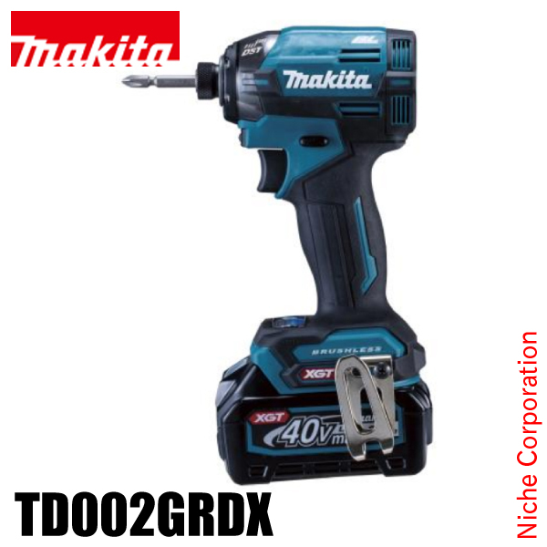 未使用 美品 充電式makita マキタ インパクトドライバ TD002G 急速充電器 DC40RA バッテリ BL4025 セット　取説 専用ケース マキタ（makita） makita 40Vmax充電式インパクトドライバ TD002GRDX