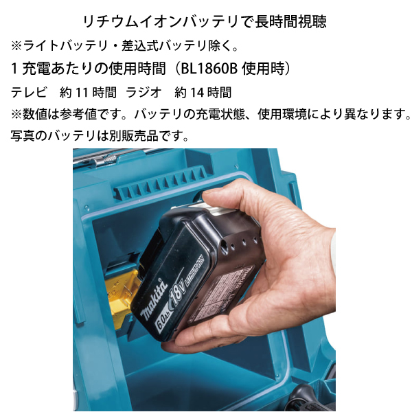 マキタ（makita） 充電式ラジオ付テレビ TV100 防水 屋外 Bluetooth対応 18V 純正の画像
