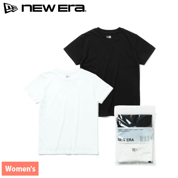 ニューエラ  ウィメンズ 2パック 半袖 コットン Tシャツ ブラック/ホワイト 14476601 アウトドア ウェア トップス