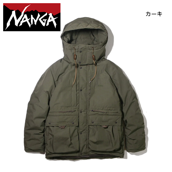 NANGA ノーカラーダウンジャケット　美品　 Mサイズ カーキ NANGA（ナンガ） ヒノックダウンジャケット ND2441-1A200-A アウトドア