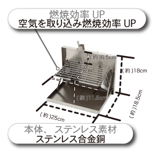 ホールアース ラップトップ グリル ミニ WE2KDF01-2 アウトドア キャンプ BBQ 焚き火 バーベキューコンロ 折りたたみ ソログリル コンパクト | WHOLE EARTH | 07