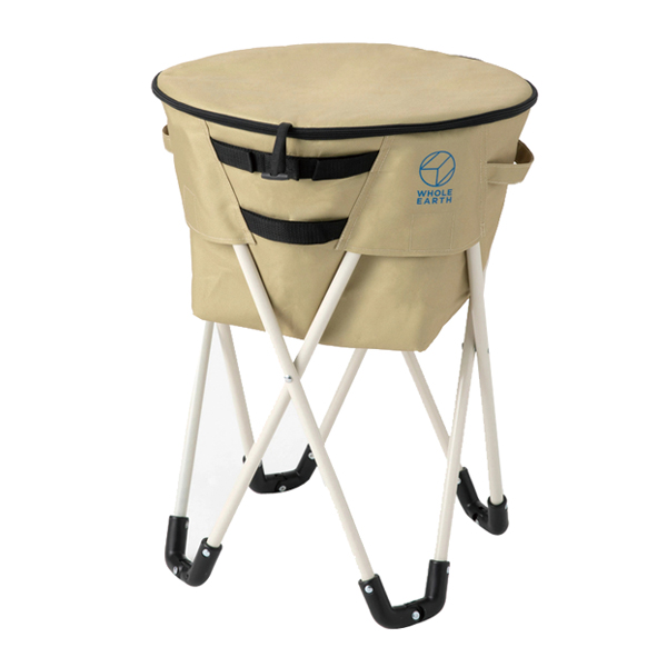 ホールアース クーラーボックス ティンパニクーラー WE2MDI19-BEG アウトドア キャンプ BBQ 保冷 氷 スタンド型 脚付き | WHOLE EARTH