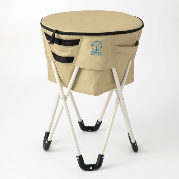 ホールアース クーラーボックス ティンパニクーラー WE2MDI19-BEG アウトドア キャンプ BBQ 保冷 氷 スタンド型 脚付き | WHOLE EARTH | 01