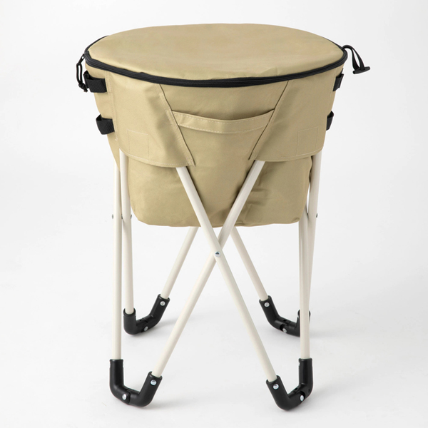 ホールアース クーラーボックス ティンパニクーラー WE2MDI19-BEG アウトドア キャンプ BBQ 保冷 氷 スタンド型 脚付き | WHOLE EARTH | 02