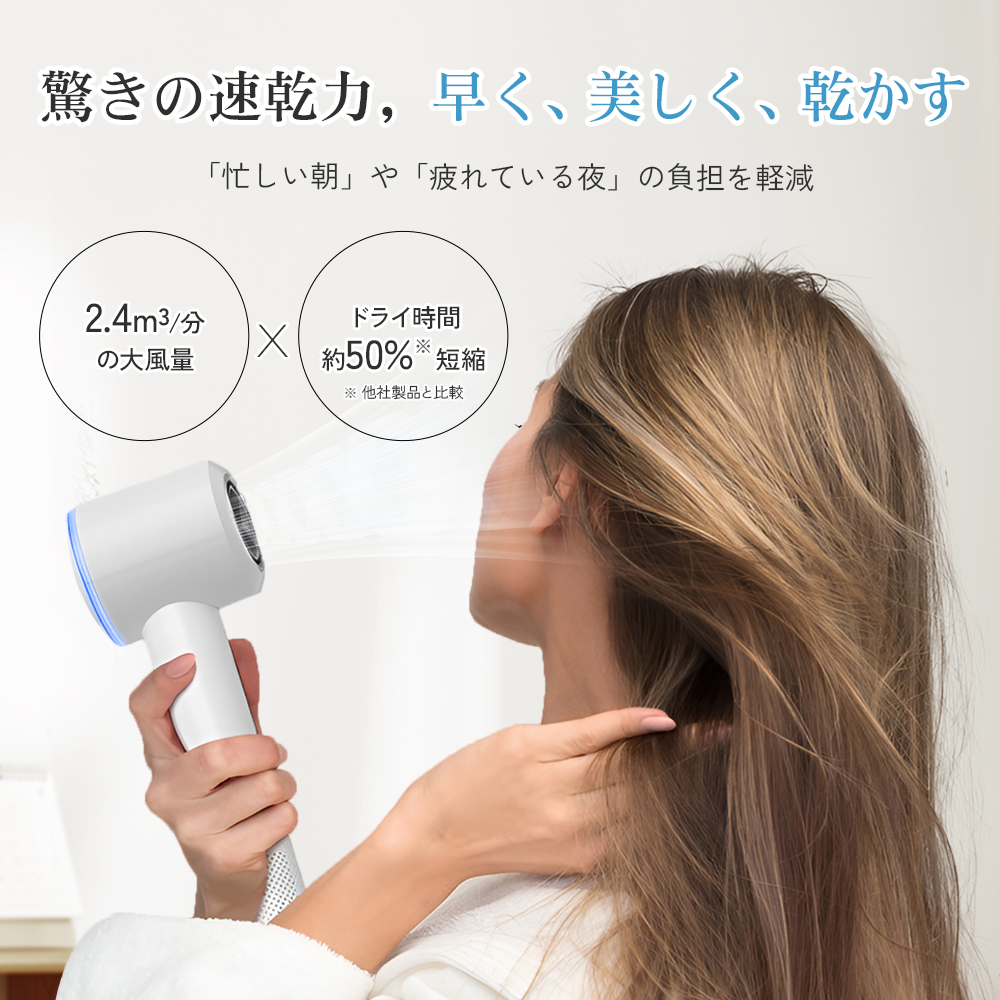 ヘアドライヤー 速乾 ドライヤー 大風量 ヘアケア ヘアドライアー イオンドライヤー 冷風 温風 スピーディー SAHK14 軽量 関連画像3
