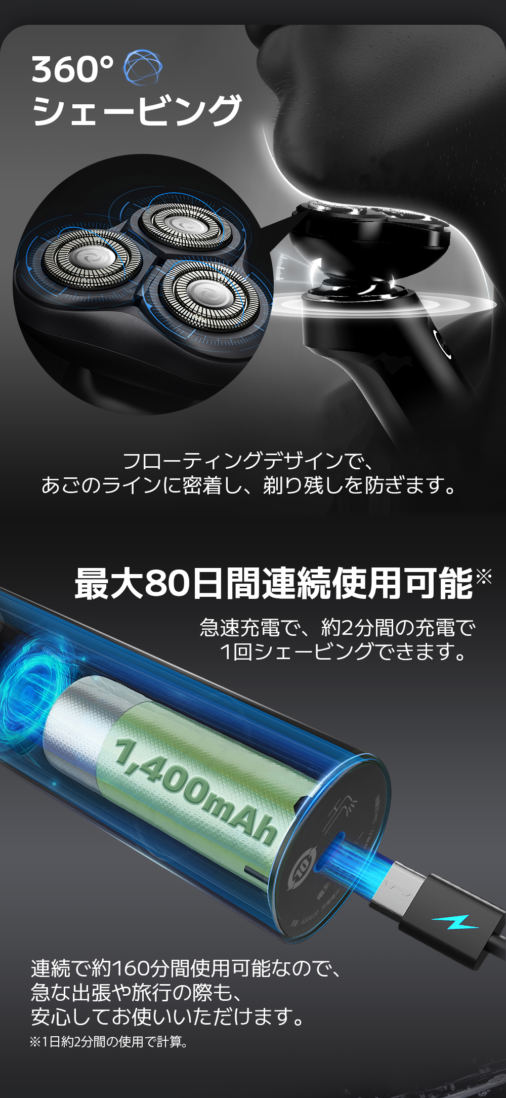 ランキング総合1位 メンズシェーバー 電気シェーバー 1年保証 3枚刃