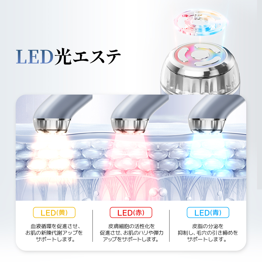 【商品説明にクーポンあり！】美顔器 リフトケア EMS RF美顔器 ラジオ波 イオン導入 LED光エステ 温熱 ホームエステ 冷却 リフトアップ 毛穴 目元 SABG09BL｜nichian2｜07