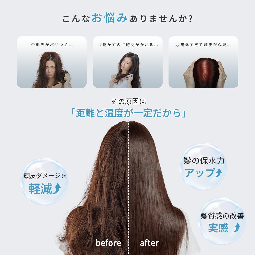 新商品ドライヤー ヘアドライヤー 速乾 大風量 軽量 マイナスイオン 冷熱風 ヘアケア イオンドライヤー 温度調整 頭皮ケア SAHK28 関連画像1