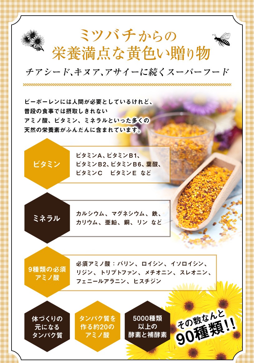 めたもので ビーポーレン 花粉だんご 1ｋｇ 計量スプーン付 花粉荷 天然の栄養