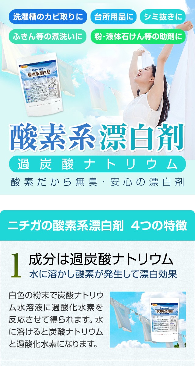 酸素系漂白剤 3ｋｇ 過炭酸ナトリウム [02] NICHIGA(ニチガ) :katannsann3k:NICHIGA(ニチガ)Yahoo!店 -  通販 - Yahoo!ショッピング