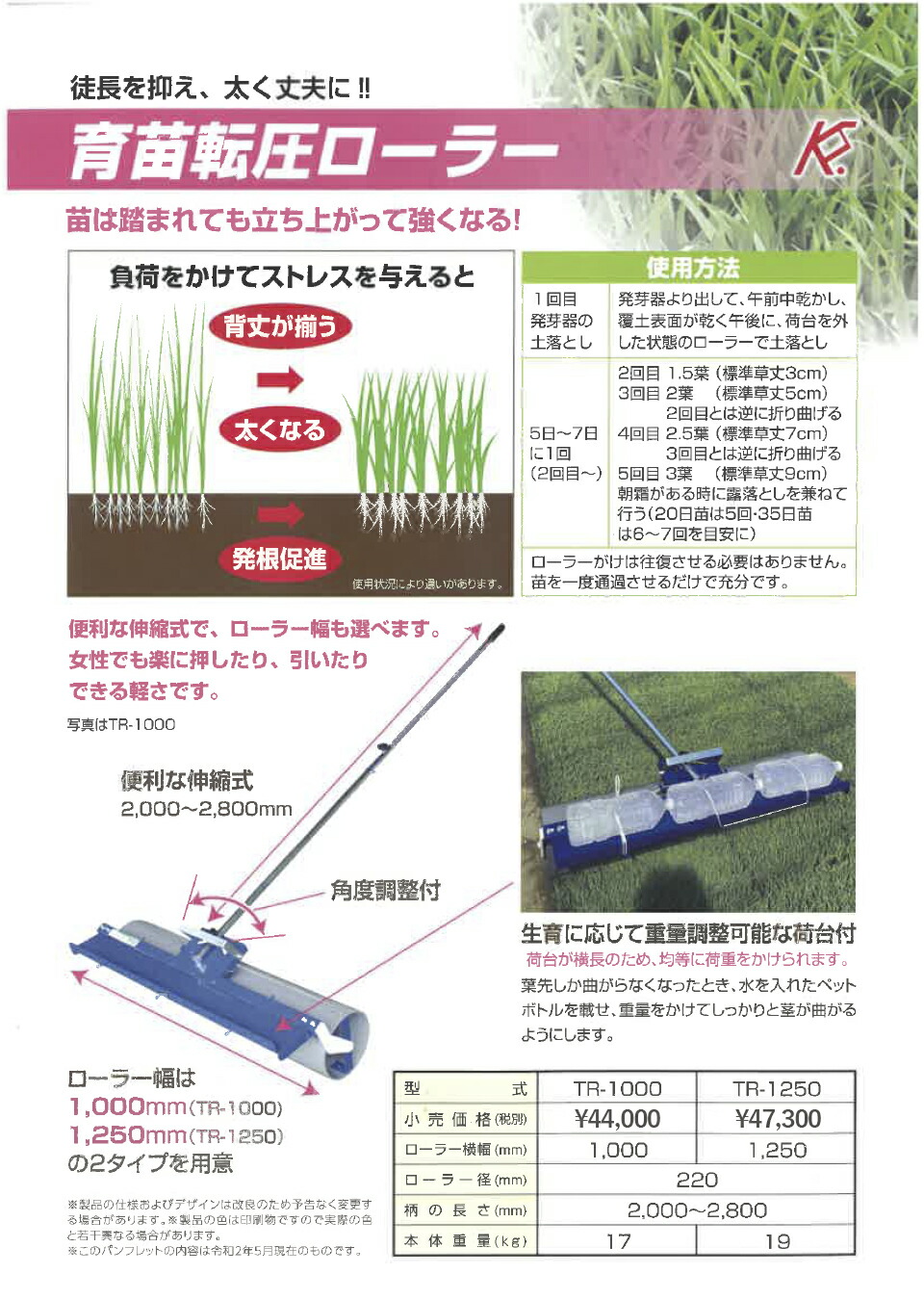育苗　転圧ローラー ケーエス製販 転圧ローラー 育苗 田んぼ 水稲 TR-1250 TR1250 1250mm