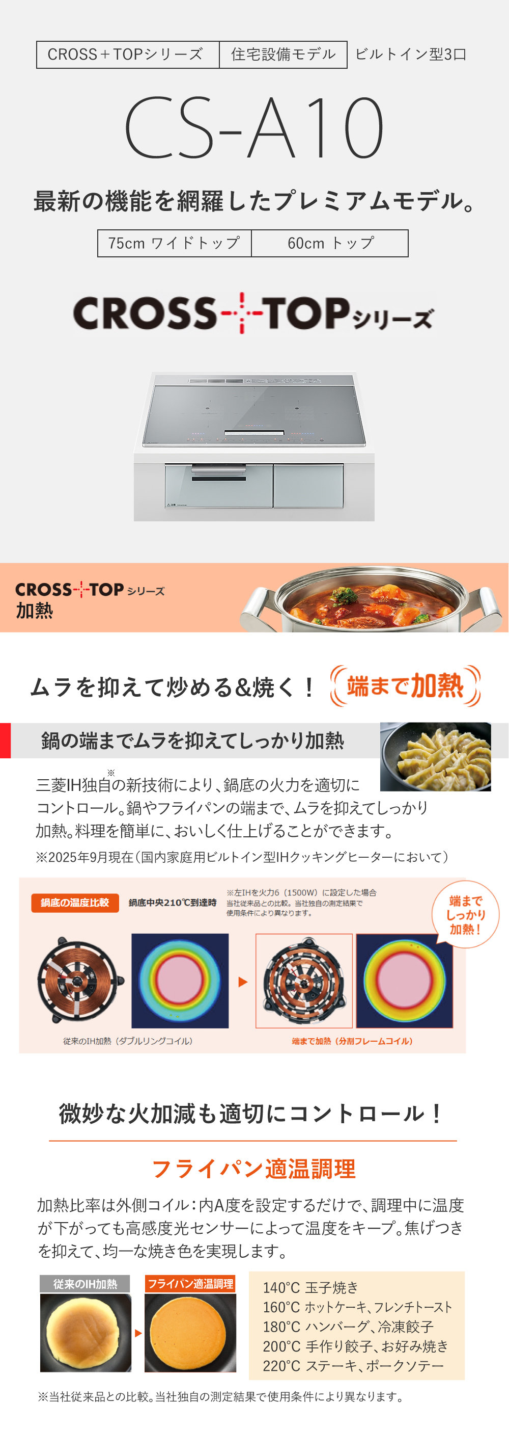 三菱電機　IHクッキングヒーター　CS-A106-S（シルバー）　 ビルトイン型3口　60cmトップ　フラットデザイン　CROSS+TOP（クロストップ）シリーズの画像