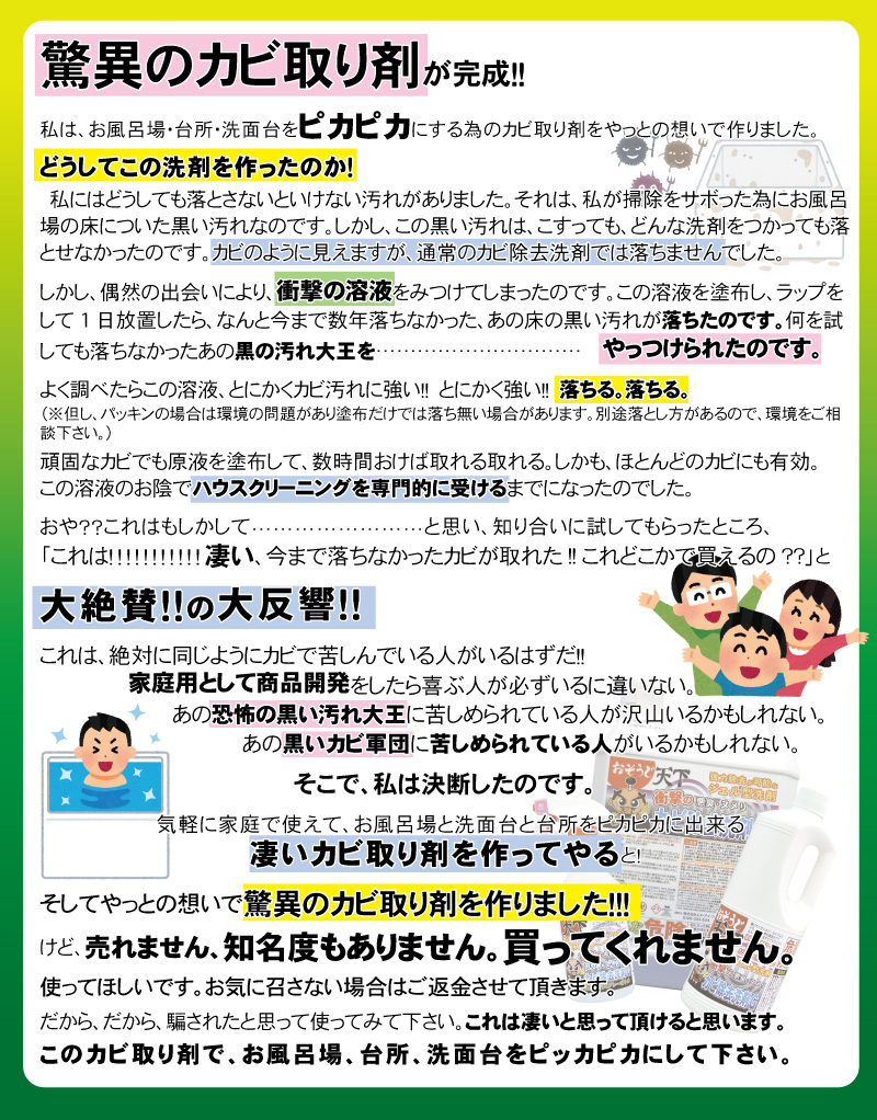 おそうじ天下カビ除去洗剤Gについて