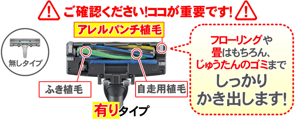 TC-FRX1のフローリングや畳はもちろん絨毯のゴミまでしっかりかき出します