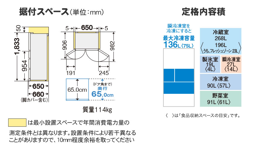 みーたん様確認ページ 三菱 標準設置費込み 冷蔵庫 MR-WZ55K-W（MR-WZ55J-Wの後継機種