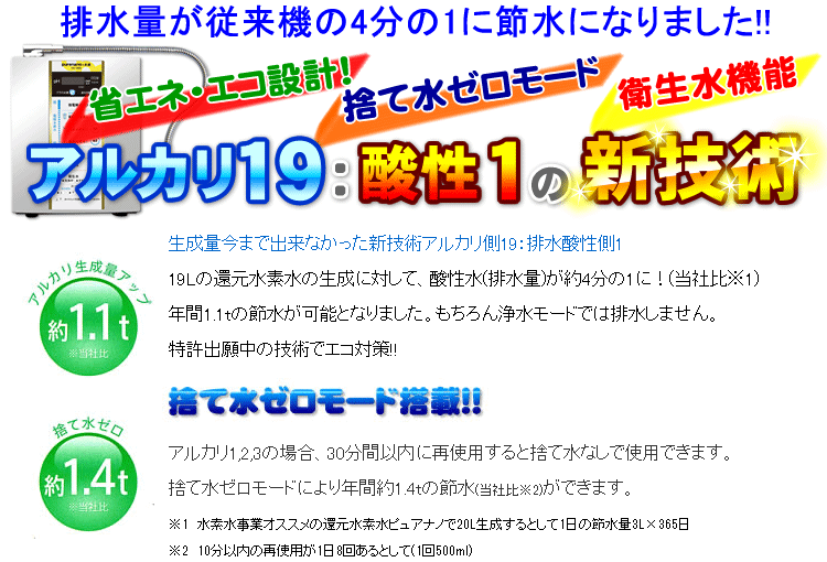 アルカリ19：酸性1の新技術搭載
