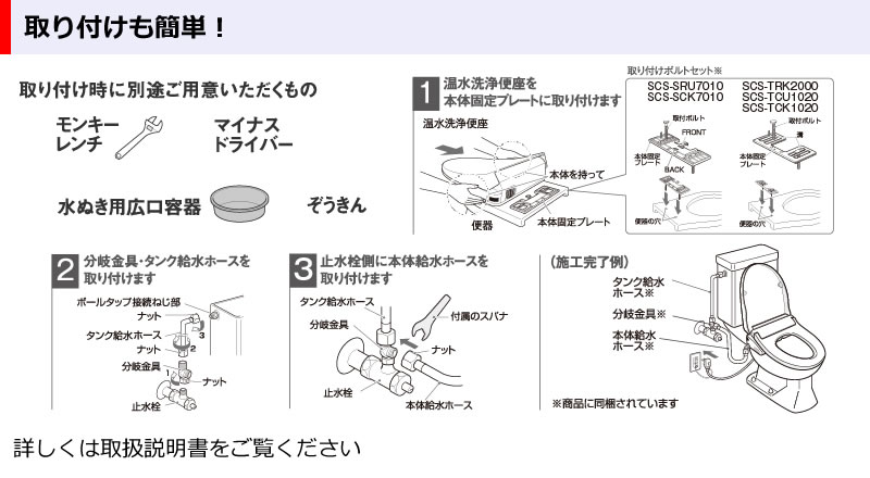 東芝温水洗浄便座SCS-TCU1020取り付け