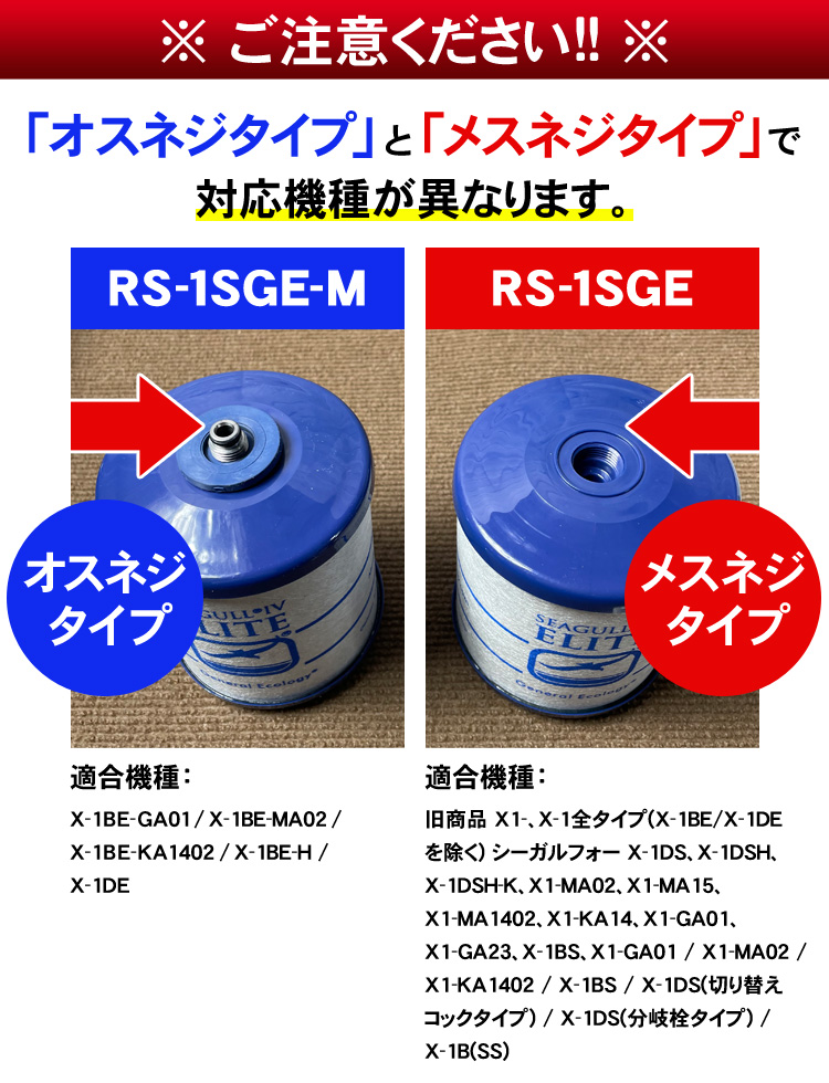 シーガルフォー 浄水器 カートリッジ RS-1SGE-M オスネジ X-1DE対応 正規品 交換カートリッジ SEAGULL IV