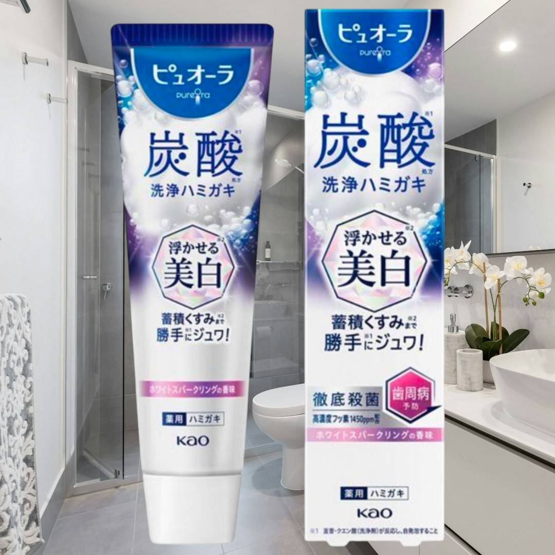 ピュオーラ 炭酸ハミガキ 浮かせる美白 95g 花王 歯磨き粉 高濃度