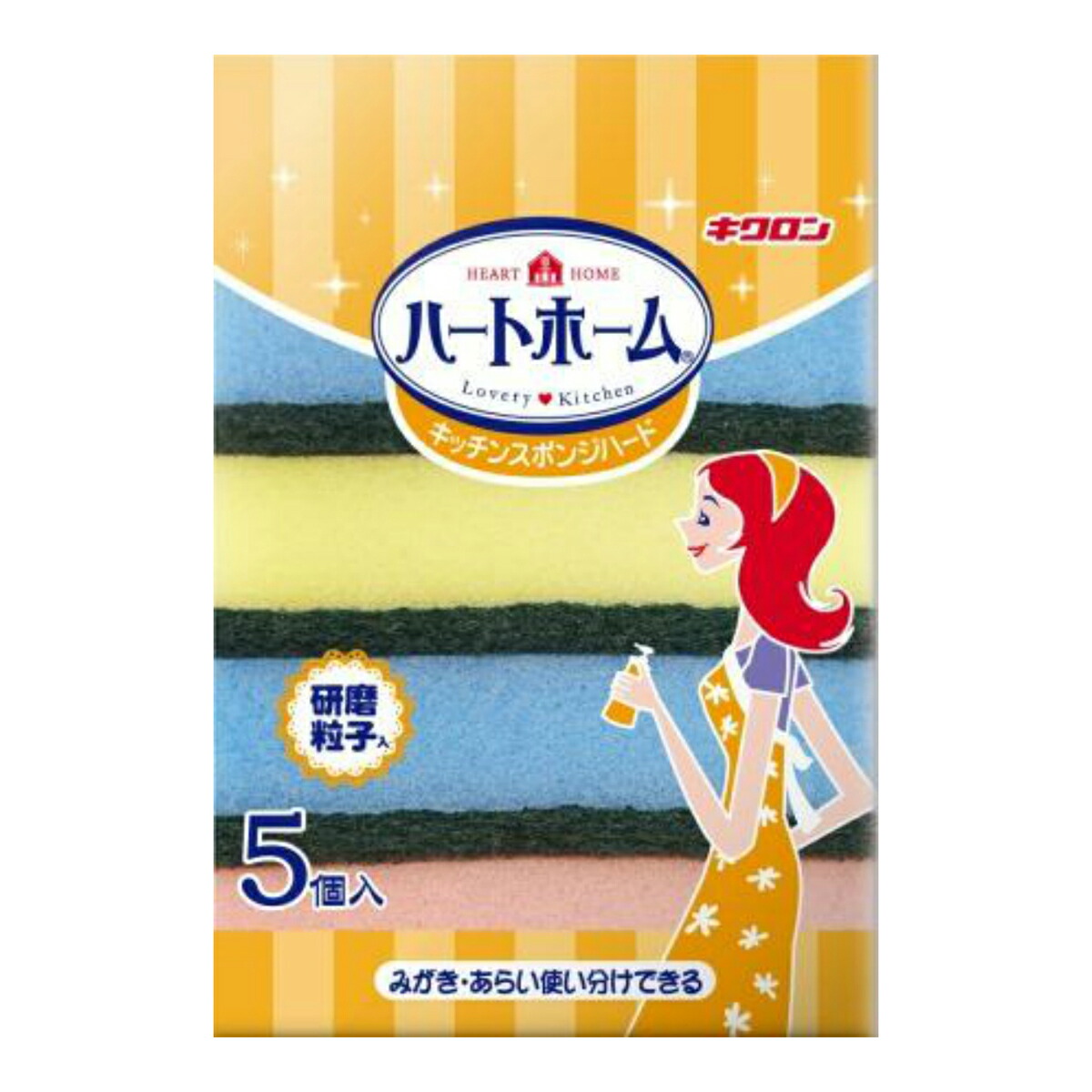 キクロン ハートホーム キッチンスポンジ ハード ５個入り ６個セット