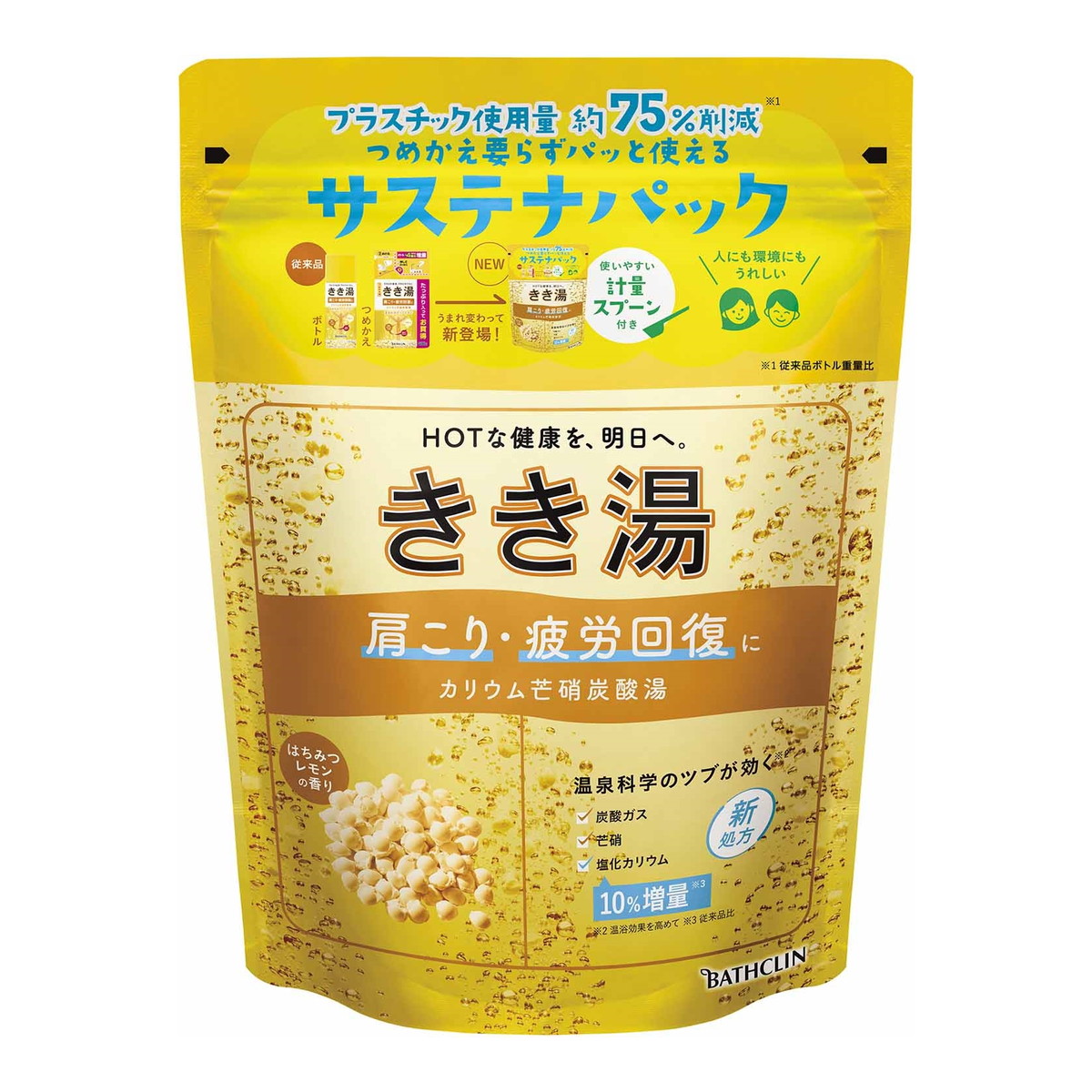 バスクリン きき湯 カリウム芒硝炭酸湯 はちみつレモンの香り 360g 入浴剤