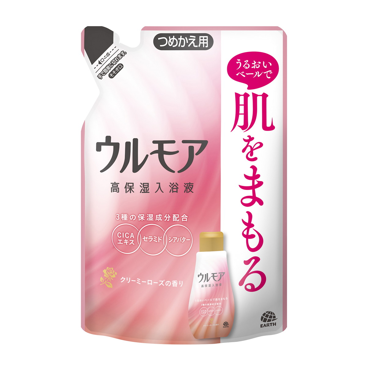 アース製薬 ウルモア 高保湿入浴液 クリーミーローズ つめかえ 480ml 液体 入浴剤 3個セット