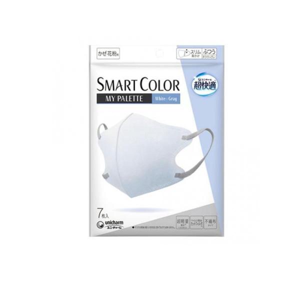 ユニ・チャーム 超快適 SMARTCOLOR マイパレット ホワイト ふつう 7枚 マスク 鼻 のど対策 メディカル 3個セット
