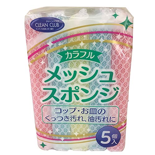 大和物産 クリーンクラブ カラフルメッシュスポンジ ５個入 ６個セット