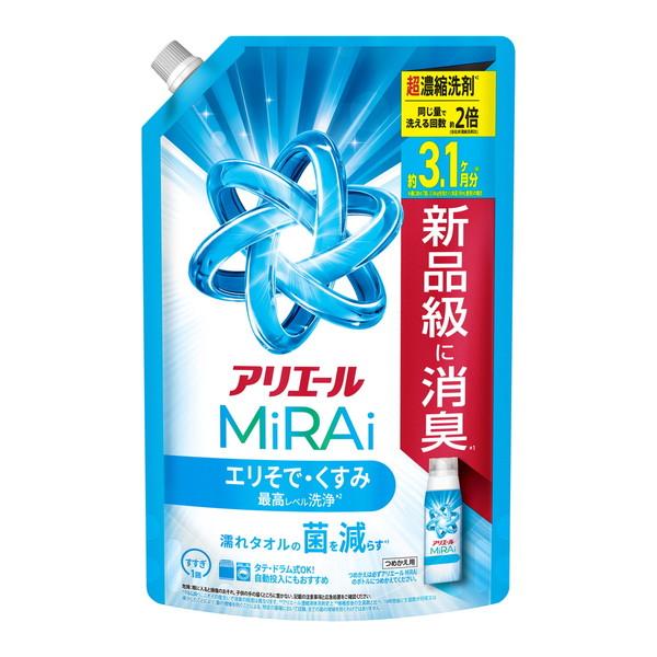 アリエール 洗濯洗剤 MiRAi 超濃縮コンパクト洗剤 詰め替え ウルトラジャンボ 980g 4個セット