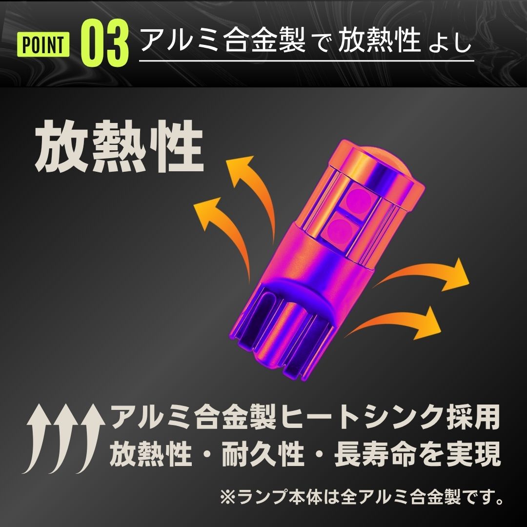 T10バルブ ポイント3 放熱性