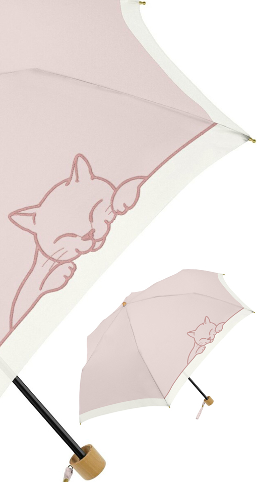 【タグ付き未使用】クラウスハーパニエミ ピンク黒ネコ　猫　折り畳み傘　晴雨兼用 KLAUS HAAPANIEMI クラウス・ハーパニエミ 傘袋 黒猫 ピンクの